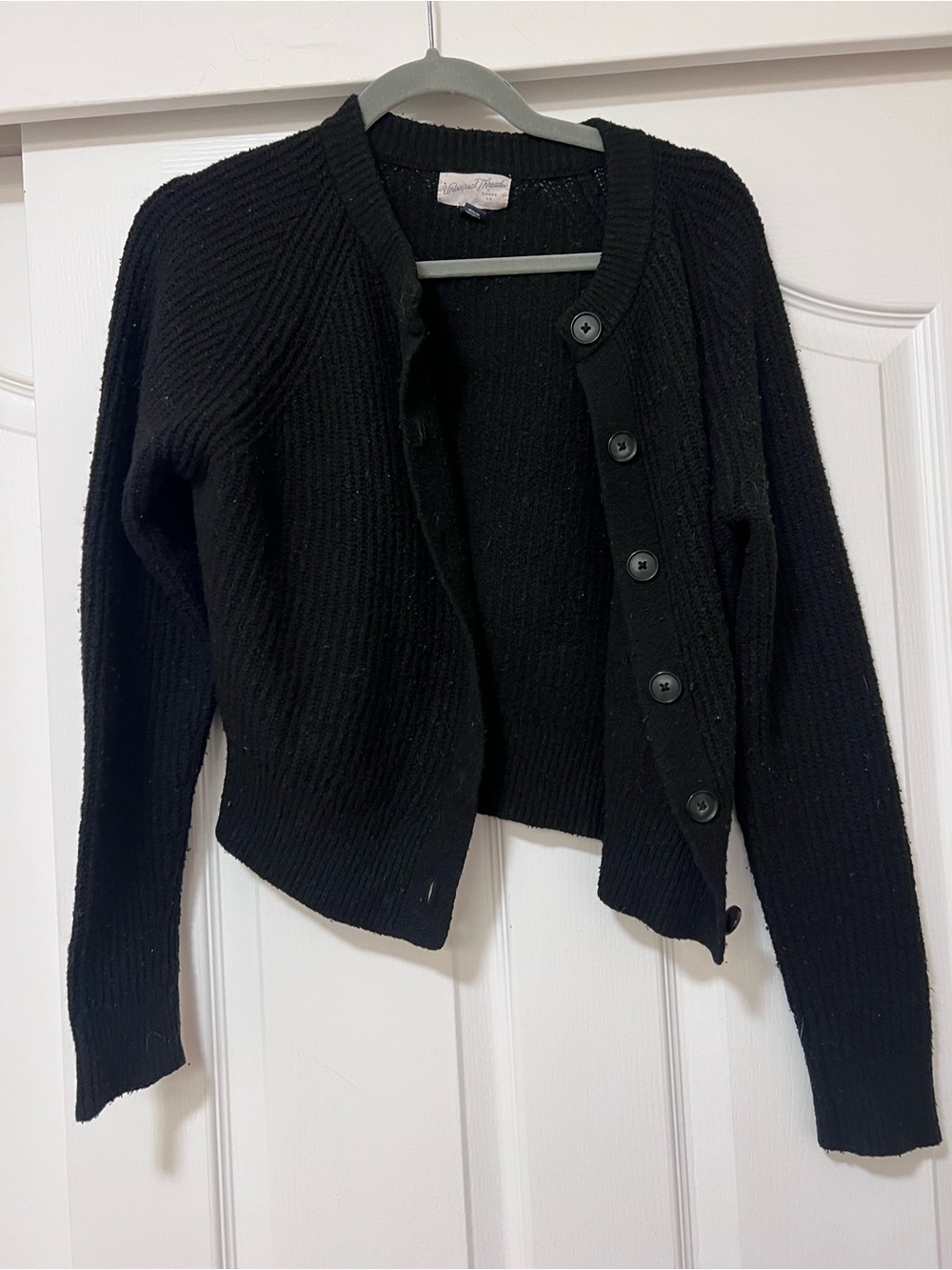 Universal Thread Black Ribbed Button-Front Cardigan Sweater- Medium